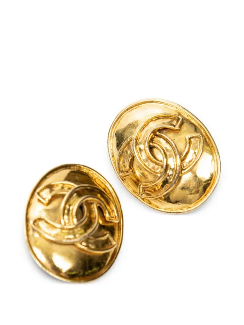 CHANEL Pre-Owned 1994 Interlocking CC clip-on earrings Gold 94P