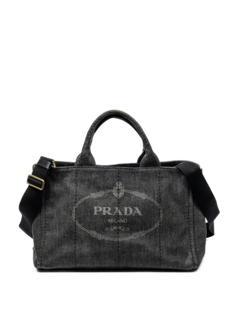 Prada Pre-Owned logo-print tote bag Black 203