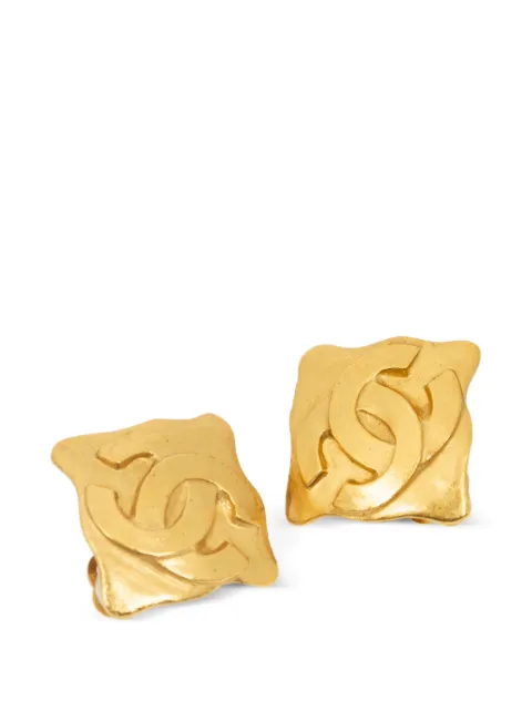 CHANEL Pre-Owned Interlocking CC earrings Gold 95A
