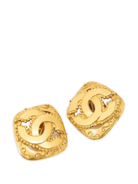 CHANEL Pre-Owned Interlocking CC earrings Gold 95A