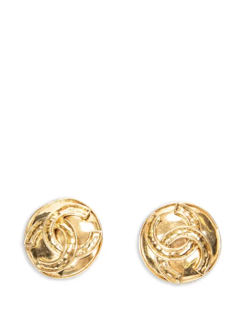 CHANEL Pre-Owned Interlocking CC clip-on earrings Gold 94P