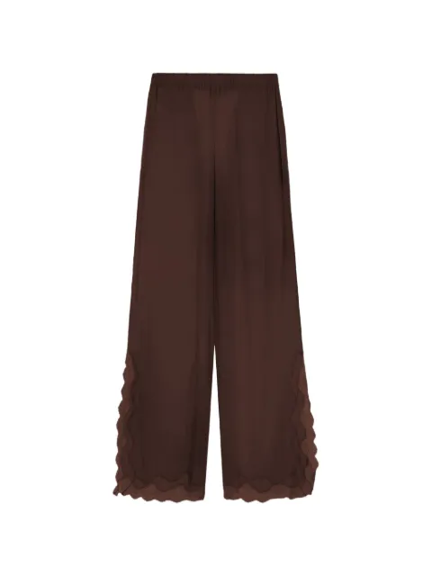 16Arlington Ricci lace-trim satin palazzo pants Brown TR131SS2601