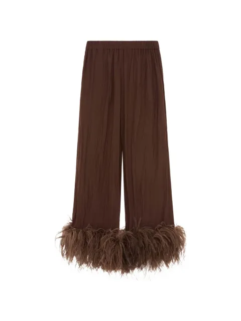 16Arlington Joelle feather-trim trousers Brown TR130SS2601