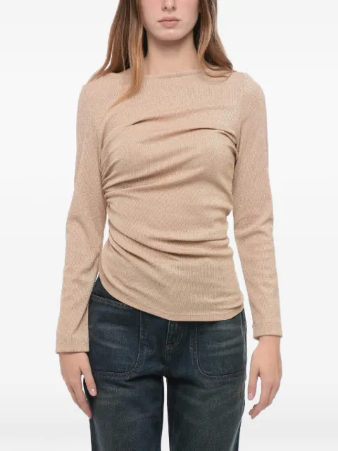 Stephan Janson draped-detail glitter-knit top Neutrals 84530Y50548