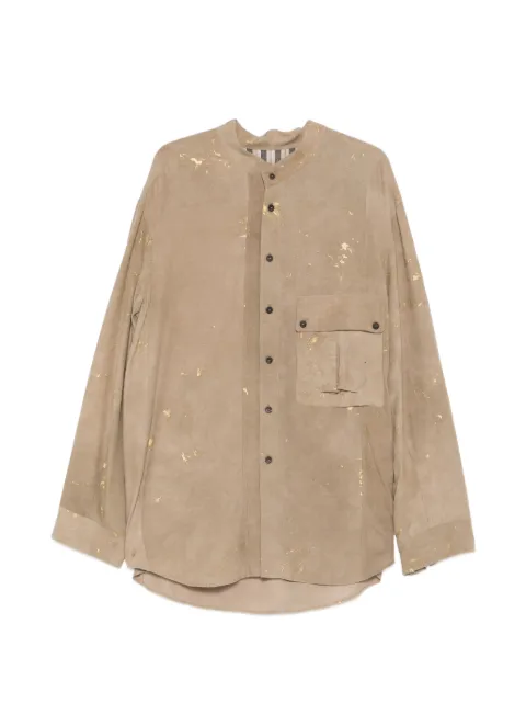 Ziggy Chen paint-splatter chest-pocket shirt Neutrals 0M2610717