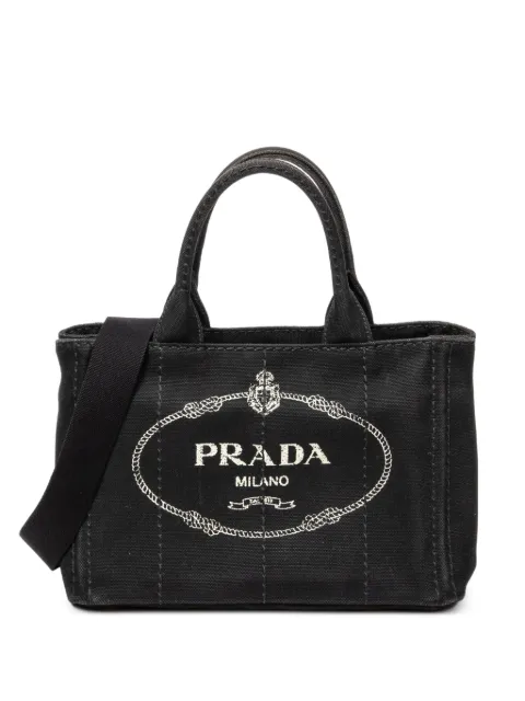 Prada Pre-Owned small Canapa logo-print tote bag Black 1BG439