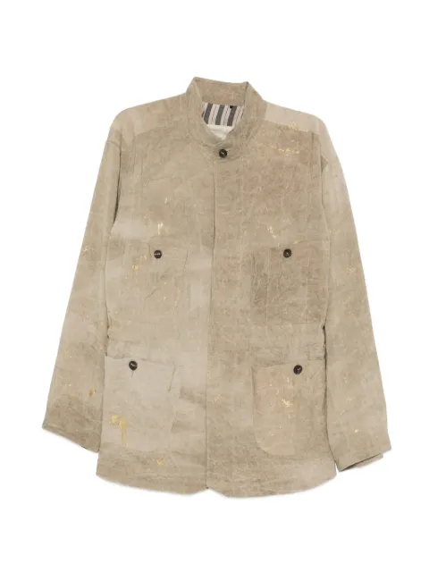 Ziggy Chen drawstring-waist paint-splatter shirt Neutrals 0M2610920
