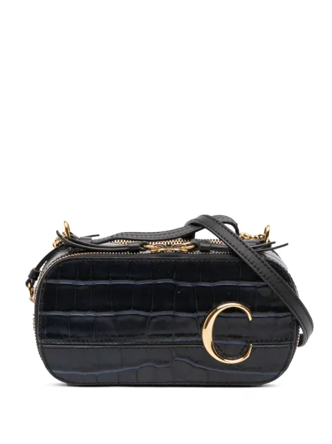 Chloé Pre-Owned 2020 Mini Croc Embossed Leather C Vanity Bag satchel Black ZRY6MZNBD8HR8WPQ