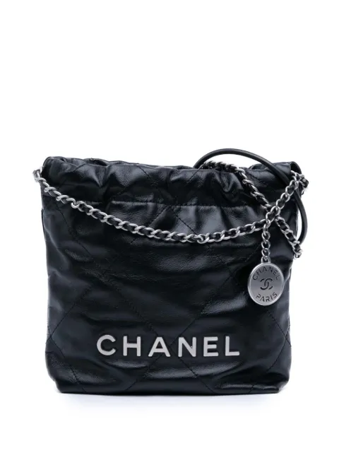 CHANEL Pre-Owned 2021-2026 Mini Shiny Calfskin 22 Handbag satchel Black YM9RW5SOMSSV2REU