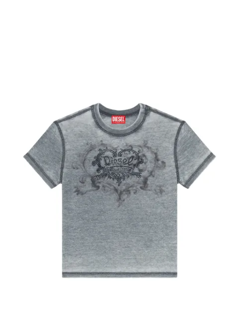 Diesel jersey t-shirt with rhinestones and burnout effect Grey A232400PLBQ
