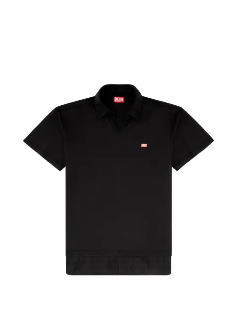 Diesel jersey polo shirt with check flannel trims Black A226800TKCM