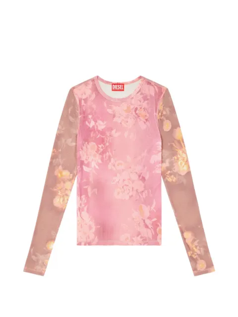 Diesel top in floral-print ribbed jersey Pink A231060EGDU