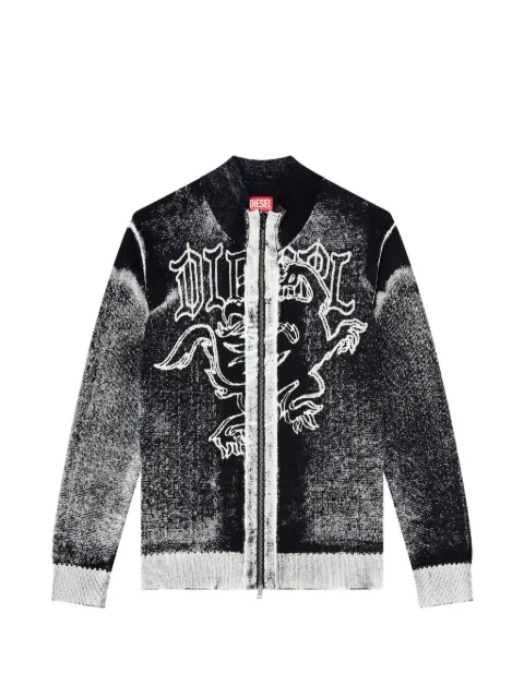 Diesel graphic-print zip-up cardigan Black A239200TKAU