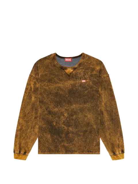 Diesel acid-wash long-sleeve T-shirt with frayed details Brown A229200AGBY