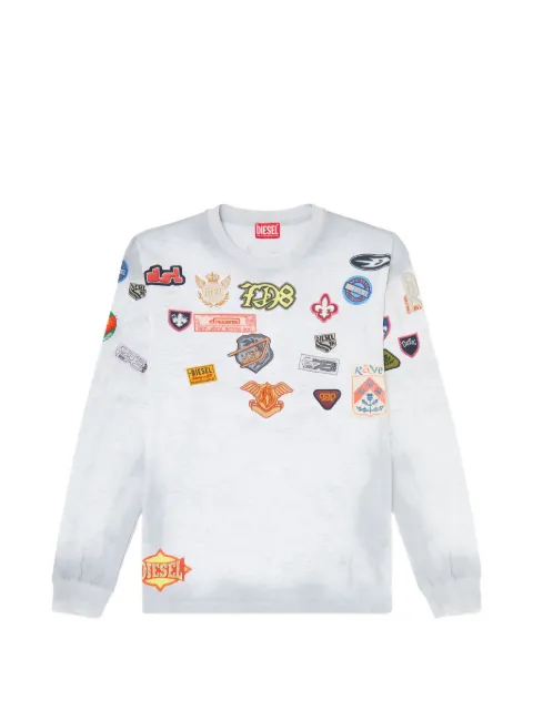 Diesel long-sleeve T-shirt with all-over patches print White A226980PLDJ