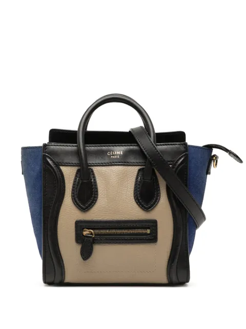 Celine Pre-Owned 2013 Nano Tricolor Calfskin and Suede Luggage Tote satchel Neutrals UI8U8QX81U4HNOSH