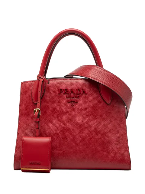 Prada Pre-Owned 2013-2025 Small Saffiano Cuir Monochrome Top Handle Tote satchel Red QEMA4LOQ3BLNRZD3