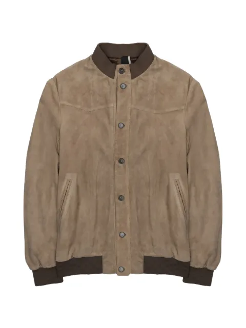 Low Brand suede-finish button-up jacket Neutrals LJ26006M063MUD