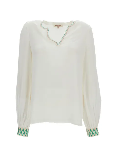 Emporio Sirenuse Vera embroidered silk blouse Neutrals 26SBALL11VERA