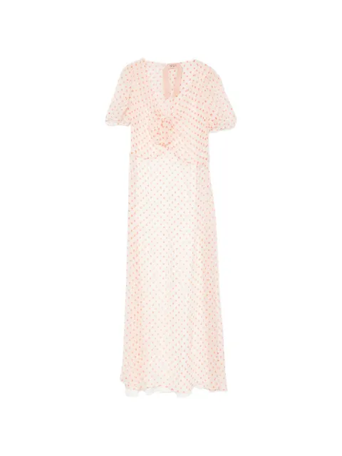 Nº21 polka dot silk miidi dress White 26EN2S0H1615601S1P1