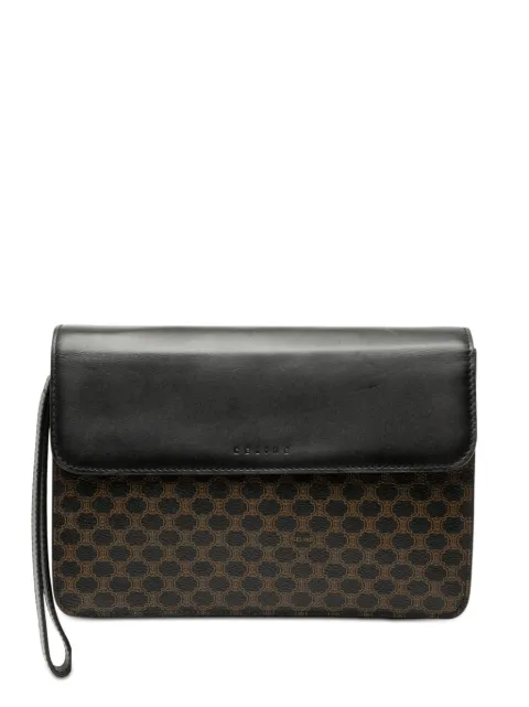 Celine Pre-Owned 2000 Macadam Coated Canvas and Leather clutch bag Brown 4QLNMSVCIPMIIBOW