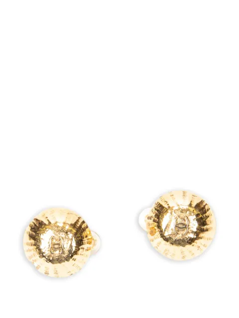CHANEL Pre-Owned Interlocking CC hammered earrings Gold 97P