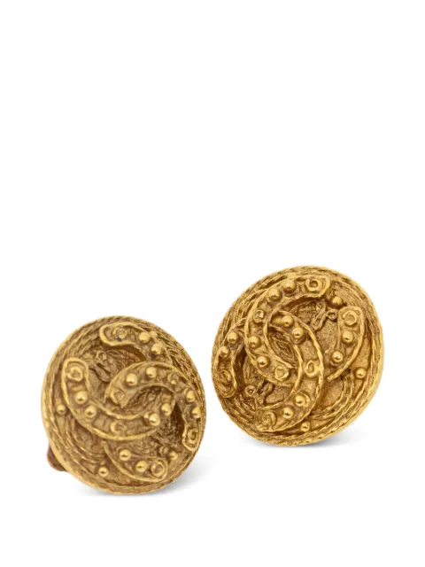 CHANEL Pre-Owned 1994 Interlocking CC clip-on earrings Gold 94A