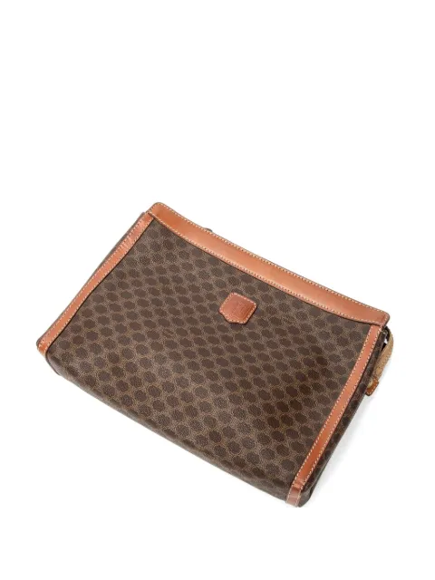 Celine Pre-Owned Macadam leather-trim clutch bag Brown M08