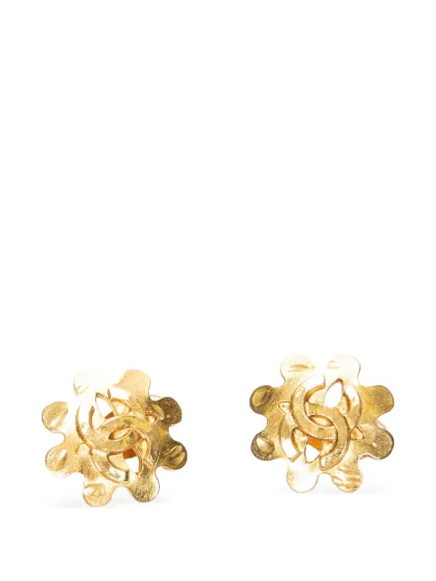 CHANEL Pre-Owned CC Floral earrings Gold 94P