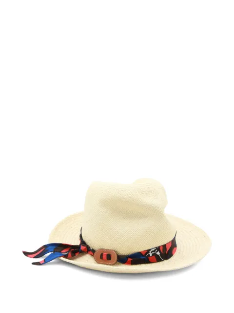 CUBA LAB scarf-detail raffia sun hat Neutrals 8051944590