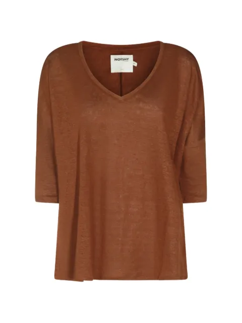 Not Shy Emilie V-neck T-shirt Brown NF8A000LIP000N