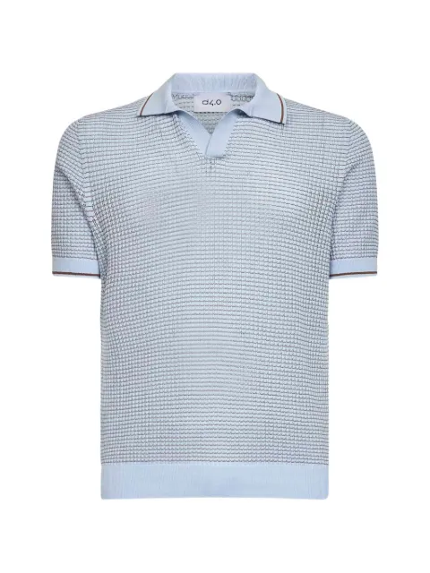 D4.0 jacquard-knit cotton V-neck T-shirt Blue 5719120650509