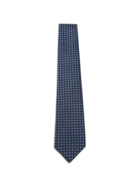 Kiton geometric-print silk tie Blue UCRVKRC08L3604003