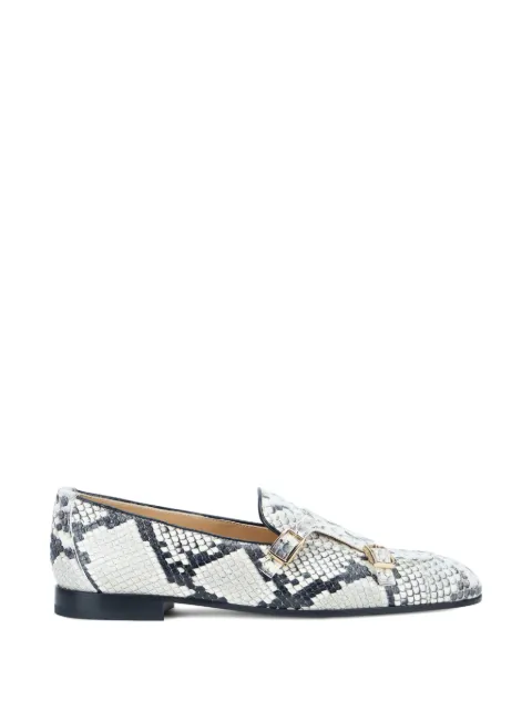 Doucal's snakeskin-effect double-buckle loafers White DD8877MEGNUF277