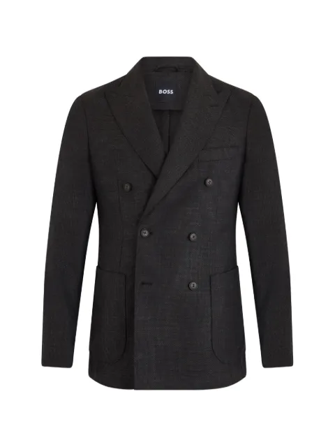 BOSS double-breasted textured blazer Grey 50562359