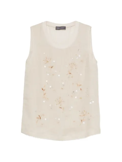 Lorena Antoniazzi bead-embellishment top Neutrals E2644TS38A4248R0104