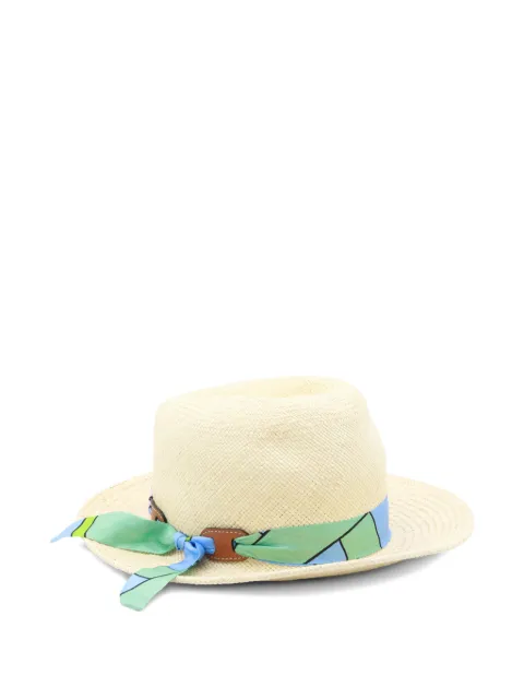CUBA LAB scarf-detail raffia sun hat Neutrals 8051944590