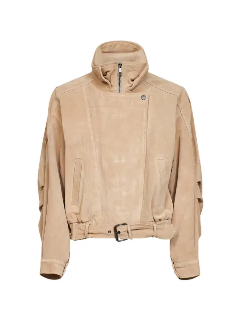 Blanca Vita belted suede jacket Neutrals 2233