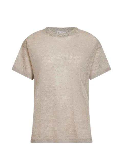 Brunello Cucinelli ribbed-knit short-sleeve sweater Neutrals M1T272400C824