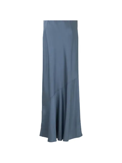 Vince satin-finish asymmetric-seam skirt Blue V169131103