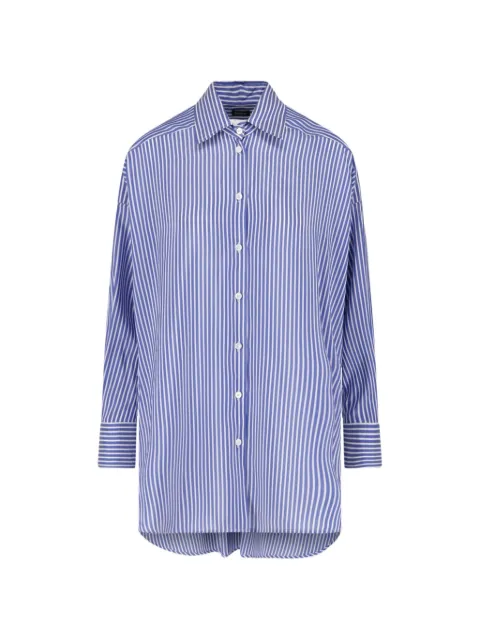 Kiton striped embroidered-logo shirt Blue D51402K0878G01