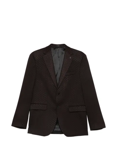 Karl Lagerfeld monogram-pattern notched-lapel blazer Brown 15520010564115