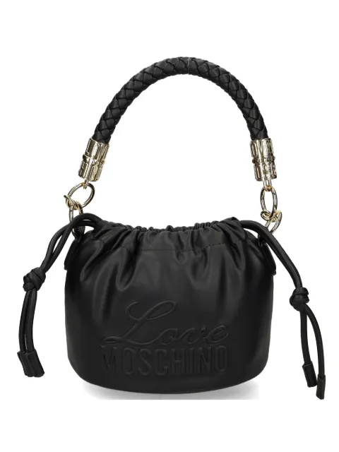 Love Moschino braided-handle logo-embossed shoulder bag Black JC4220PP0OKA0