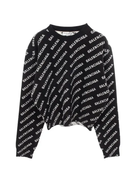 Balenciaga Pre-Owned logo-pattern crew-neck sweater Black 1061963
