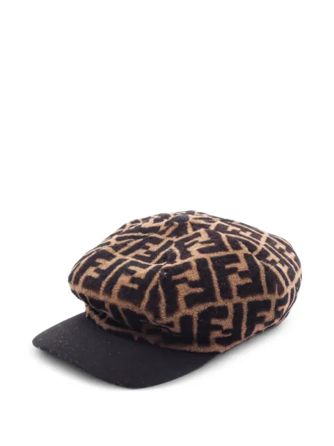 Fendi Pre-Owned Zucca casquette hat fur wool Brown Dark brown black Neutrals 1037024