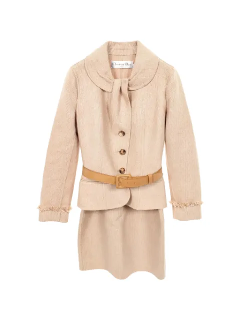 Christian Dior Pre-Owned 2010s belted skirt suit Neutrals 1053216