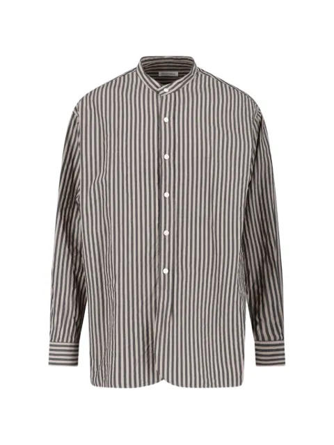 Kaptain Sunshine Bumpy striped band-collar shirt Black KS26SSH06