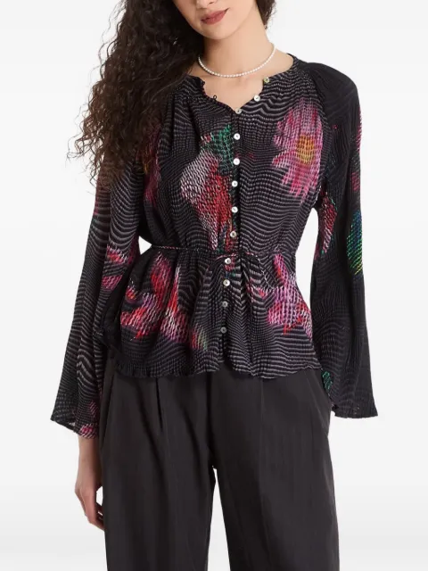 Desigual floral-print plissé blouse Black 26SWBW072006