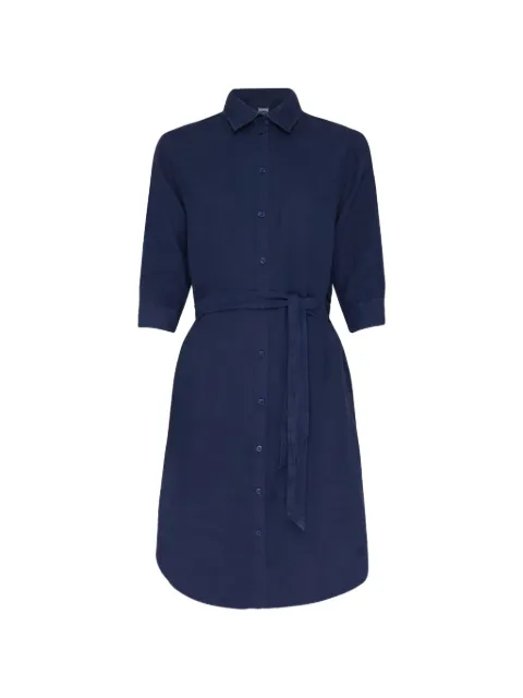 Vilebrequin Ludovie belted linen shirt midi dress Blue LDVEU102