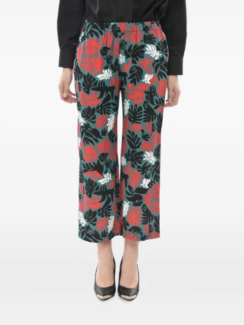 Marni floral-print cropped trousers Green PAMA0304OUTV745